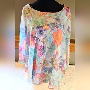 Alfred Dunner Batwing Pastel Floral Blouse